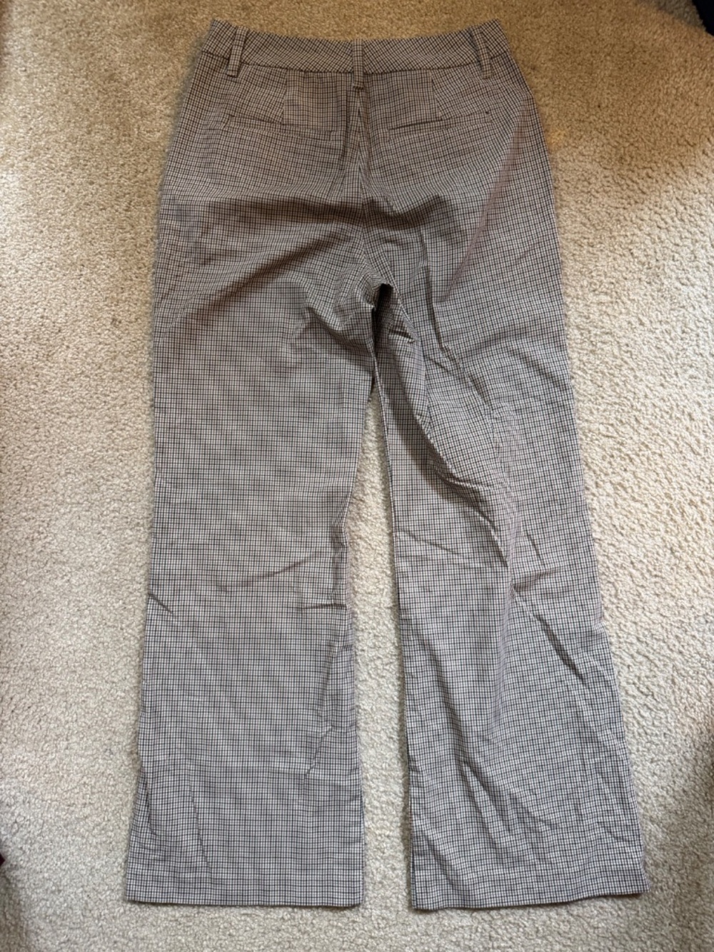 GAP High Rise Flare Khakis Brown Plaid Size 6 Chic Casual Trousers - Picture 5 of 6